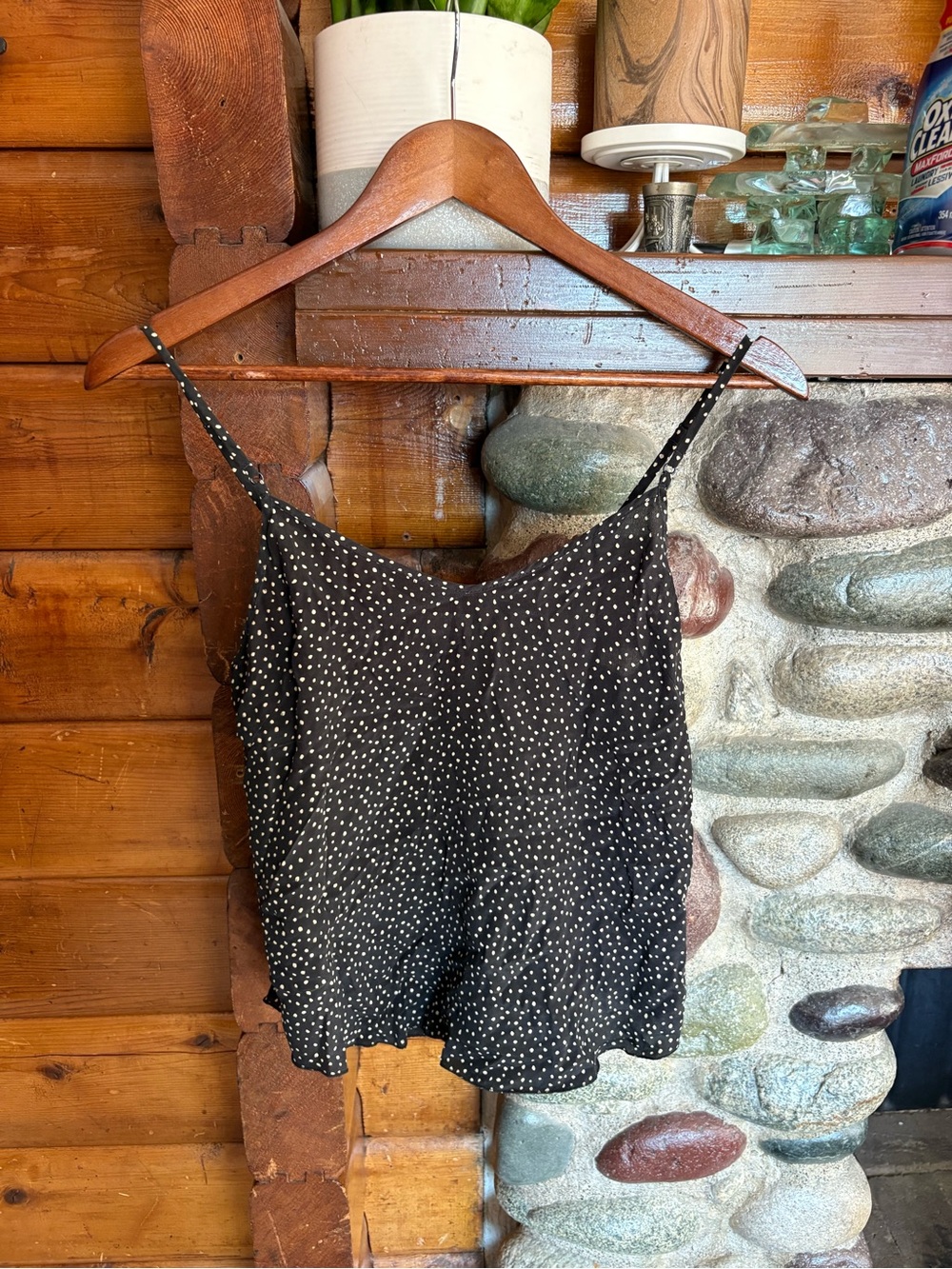 Wilfred Aritzia 100% Silk Black Polka Dot Camisole Tank Size S